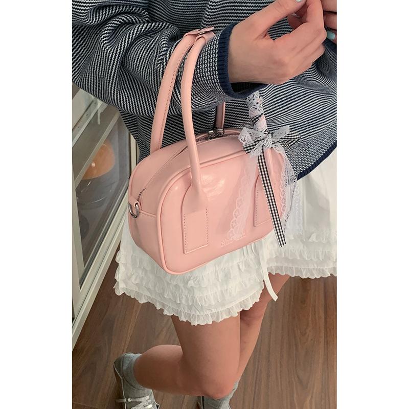 Korean Version of Fashion Portable Bowling Bag Bag Women's 2025 New Simple Small Square Bag Versatile Shoulder Crossbody Bag