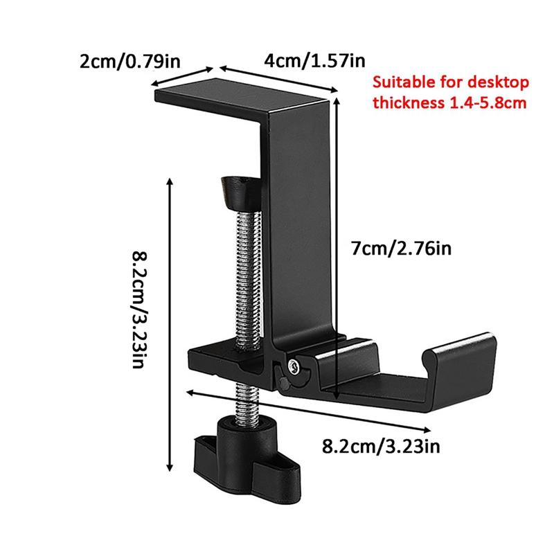 2pcs Punching-Free Folding Desktop Hook Adjustable Hanger