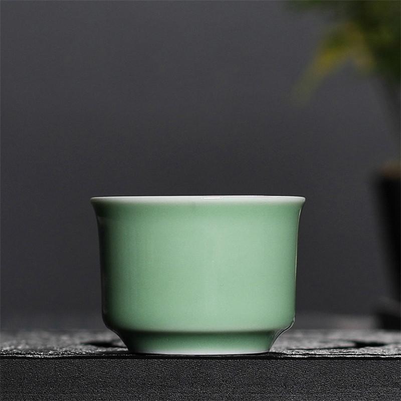Longquan Celadon Office Teacup Ceramic Ge Kiln Ice Cracked Glaze Kung Fu Master Cup Small Tea Bowl Drinkware