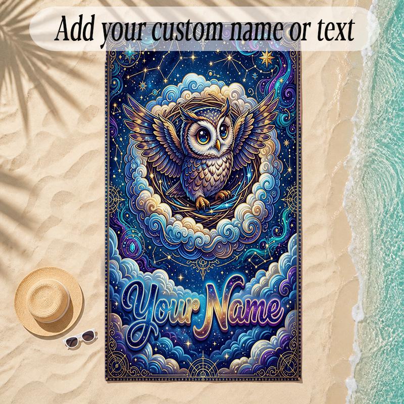 Birds Theme Soft Beach Towel Personalized Custom Name Text Towel Portable for Beach Pool Travel
