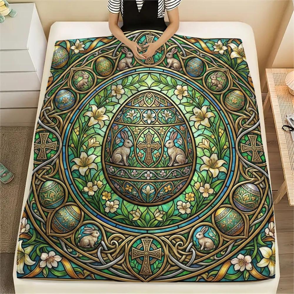 

1Pc Easter Print Flannel Blanket, High quality Comfortable for All Seasons, Home Decor, Warmth and Comfort, Perfect for Christmas Gifts W6 80cm x 120cm