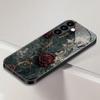 Retro Black Rose Tempered Glass Phone Case Suitable for Samsung Galaxy S26 S25 S24 S23 S22 S21 S20 FE/Ultra/Plus Anti Drop