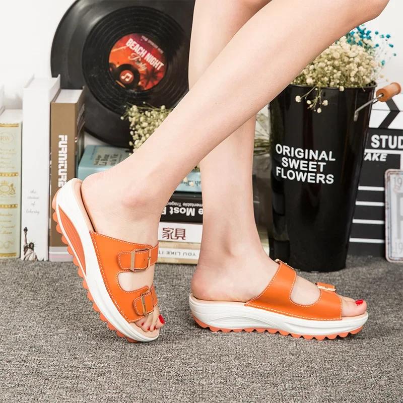 Fashion 2025 Summer Women Wedge Sandals Premium Orthopedic Open Toe Sandals Vintage Anti-slip Leather Casual Female Platform Retro Shoes