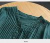 Women's Artistic Retro V-Neck Cotton Linen Dress – Single-Breasted, Casual, Five-Sleeve, Loose Fit for Summer 2025.