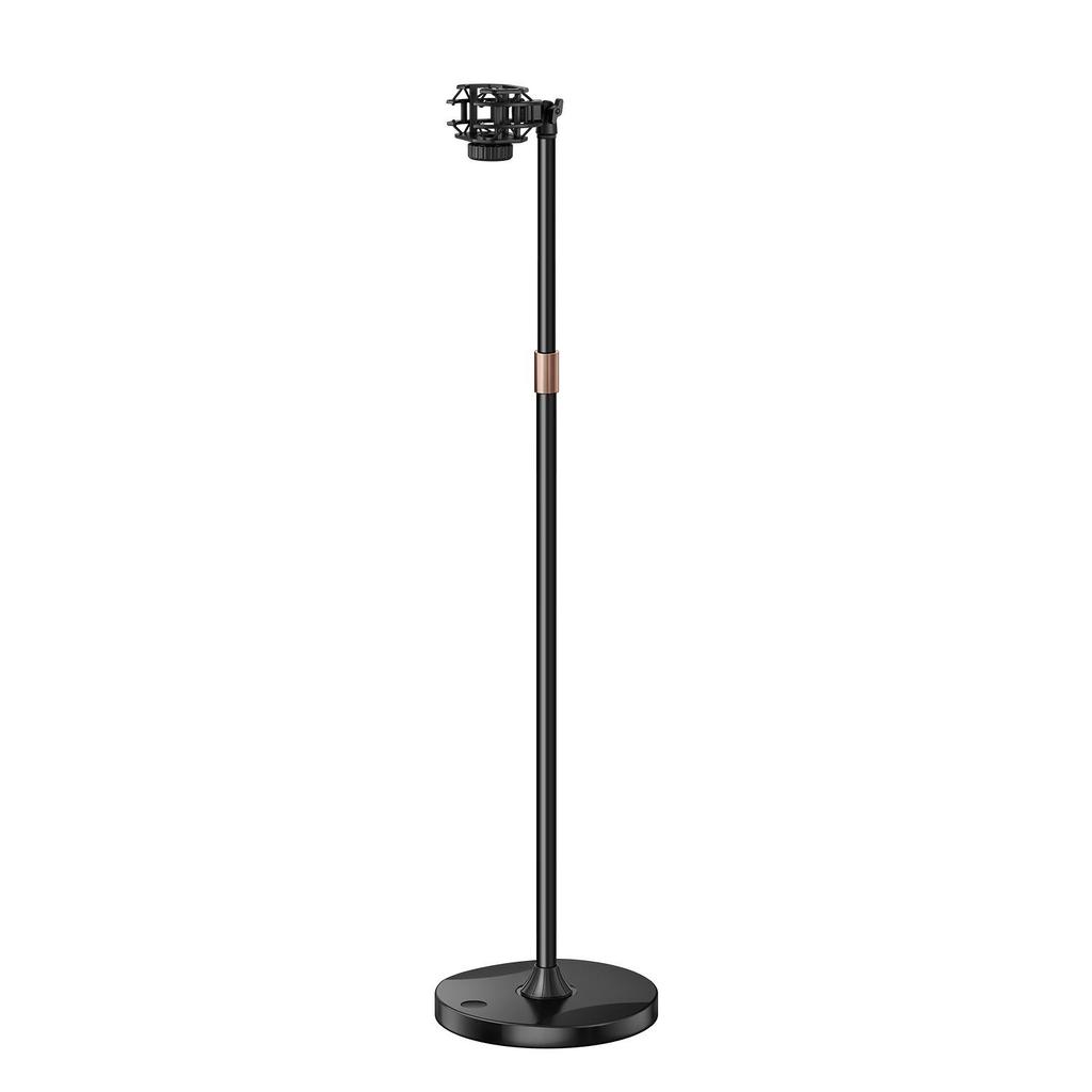 Professional Floor Microphone Stand with Weighted Round Base for Live Performances and Broadcasts