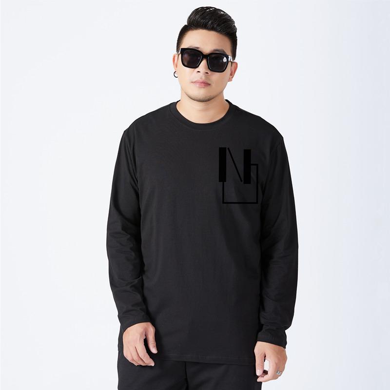 Męski T-shirt z długim rękawem o luźnym kroju w dużym rozmiarze na jesień (300 Jin)