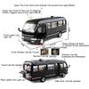 1:24 Scale Coaster Model Car Toy Free Wheeling Doors Opened Metal Diecast Miniature Bus Sound Light Vehicle Models Hobby Gifts