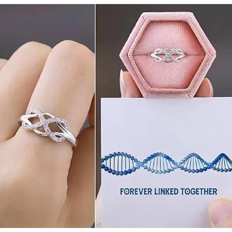 Independent Station Digital Gene Shape Ring Female, Micro-Inlaid Simple Ring Texture Fashion Jewelry