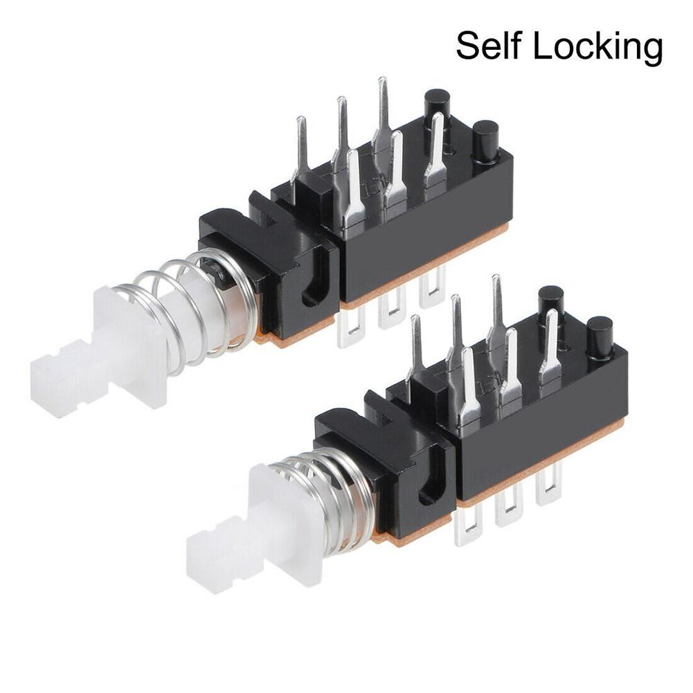 Push Button Switch DPDT 6 Pin 1 Position Self-Locking Black 15pcs
