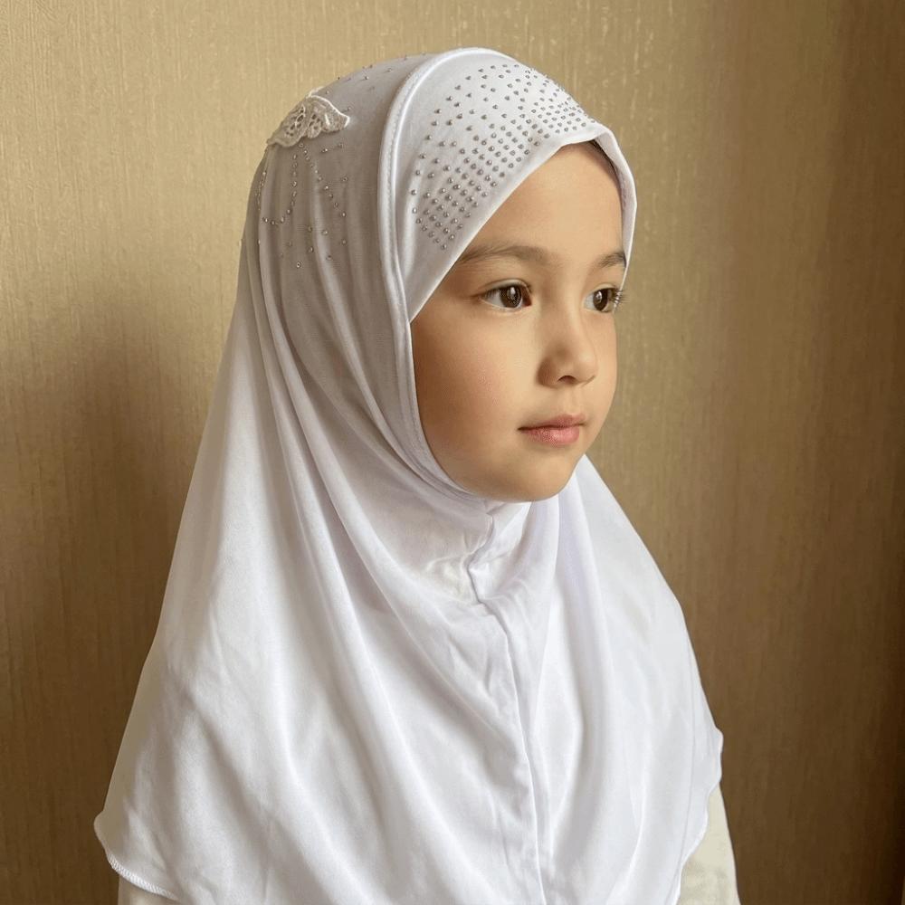Ice Silk Kids Hijab Breathable Head Wrap Elegant Little Girls Turban Party Wear