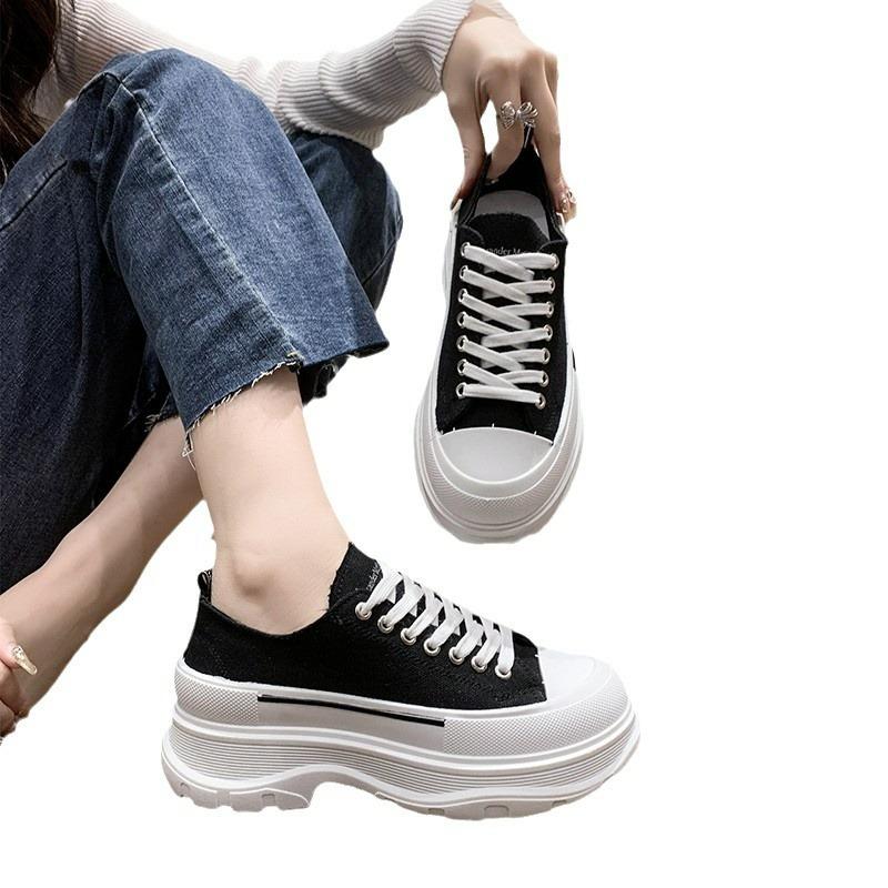 Pantofi de pânză casual noi pentru femei toamnă cu talpă plată cu șireturi din piele de înaltă calitate adidași la modă cu talpă plată pantofi sport de damă