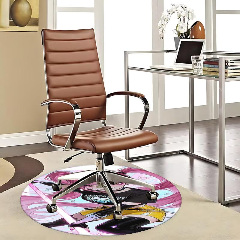 

1pc Anime Cartoon Design Round Carpet - Pretty Cutters Skull Print Chair Mat, Non-Slip Rug for Office, Home Decor, Living Room, Bedroom, Game Room & D 80cm by 80cm