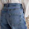Women's Mid Rise Wide Leg Jeans Loose Fit Pocket Medium Weight Medium Stretch Long Denim Trousers
