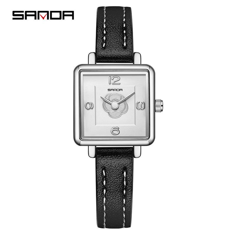 Sanda Women's Retro Waterproof Quartz Watch - Small Square Elegant Rose Dial