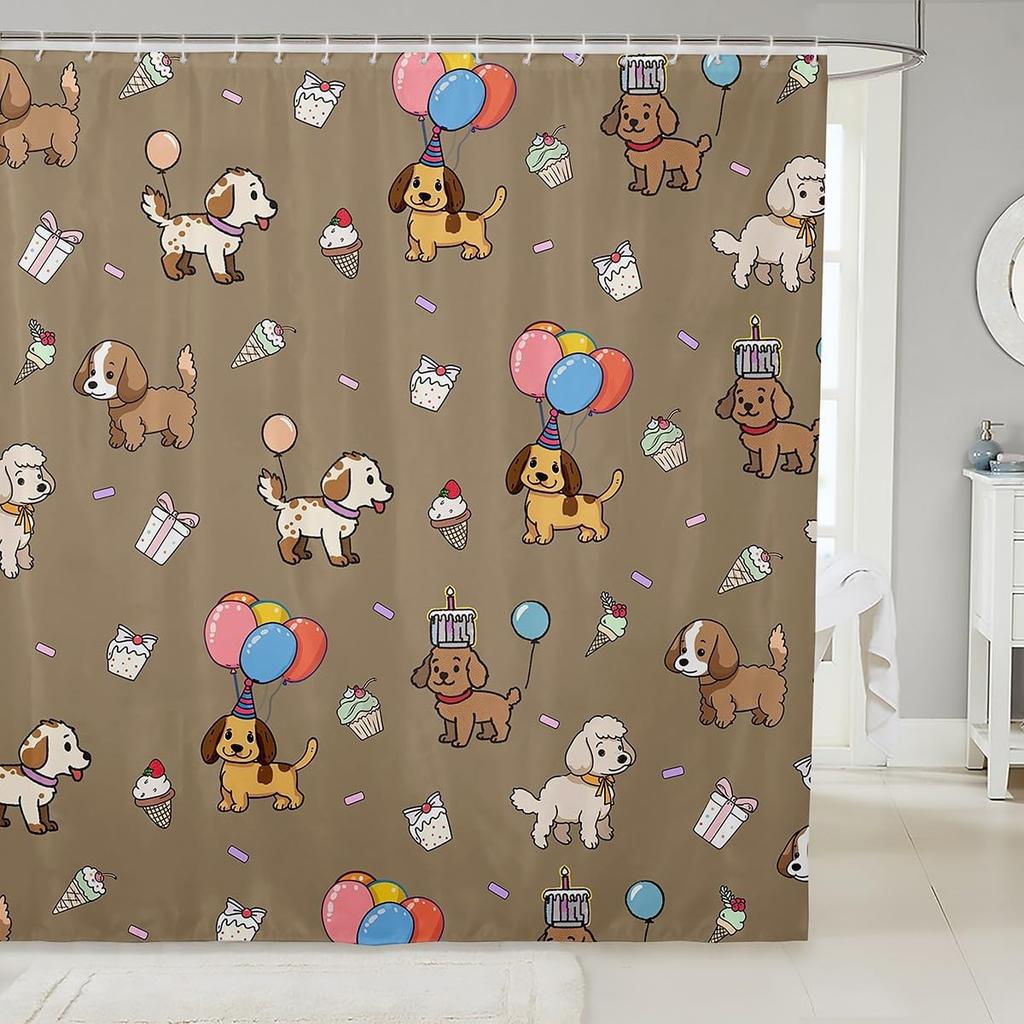 Cat Shower Curtain,Colorful Floral Bathroom Curtain,Kids Girls Boys Adult Cute Pet Animals Waterproof Fabrics Blue Sky Bathtub