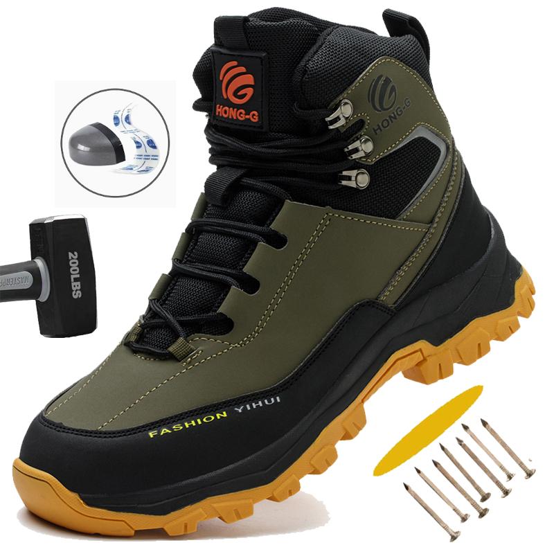 Waterproof Safety Boots Men Steel Toe Work Boots Anti-smash Stab-resistant Indestructible Protective Shoes Comfortable Mens Boot