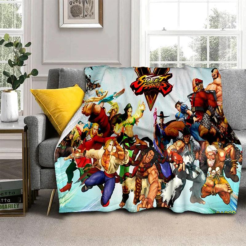 Street Fighter Retro Game SF Gamer Deken, Zachte Plaid voor Huis Slaapkamer Bed Bank Picknick Reizen Kantoor Dekentje Kinderen