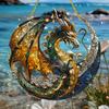 Dragon Sun Catcher. Circular stained glass plaque for wall or wreath decor. An artistic accent.