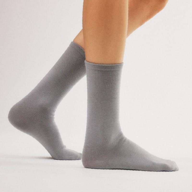 BOCION Gray Solid Color Long Socks