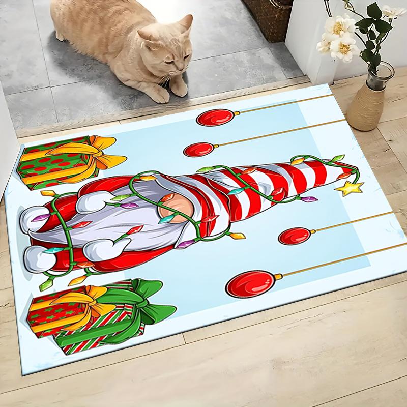 1Pc Gnome Christmas Tree Celebration Carpet Rug Soft Washable Antislip Home Living Room Sofa Mats Personalized Christmas Rug