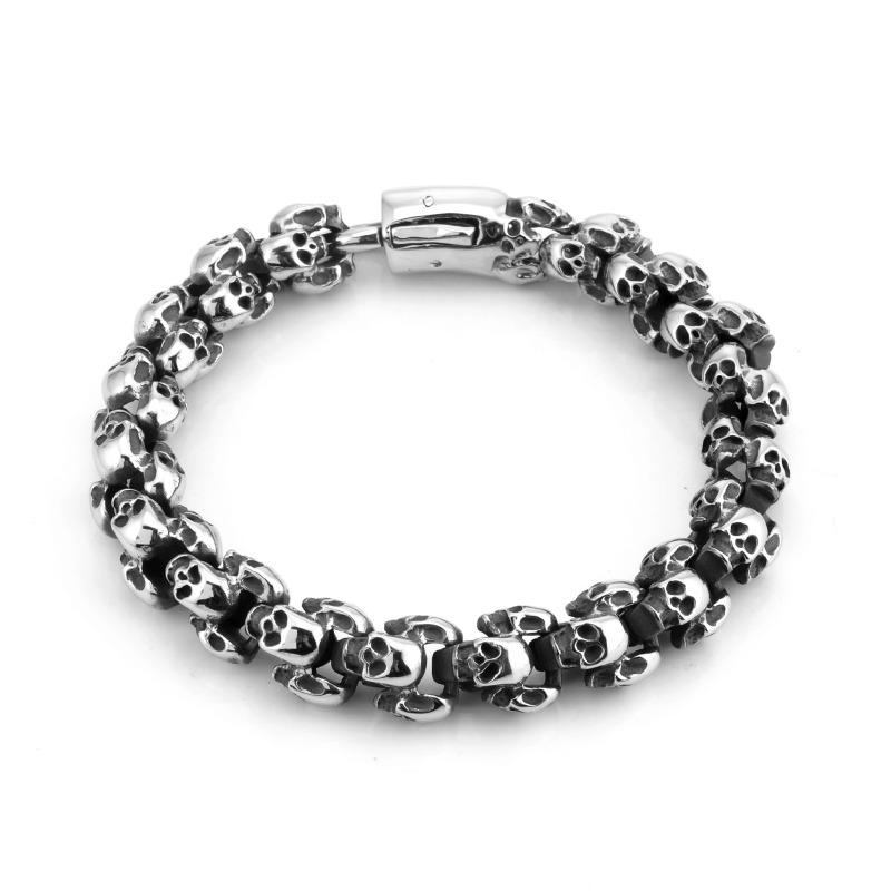 Stainless steel skull personalized bracelet fashionmen bracelet classy cuban bracelet 12mm*23cm