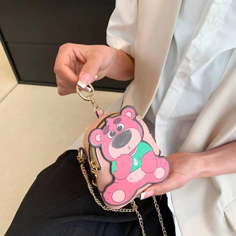 Internet celebrities popular versatile strawberry bear messenger bag cute cartoon change bag go out portable children s bag