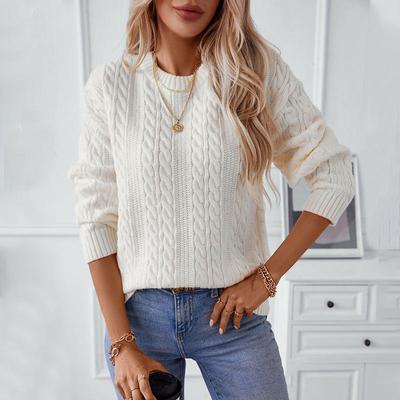 Autumn Winter Vintage Loose Long Sleeve Top Solid Color Cardigan Knitwear O-Neck Sweater