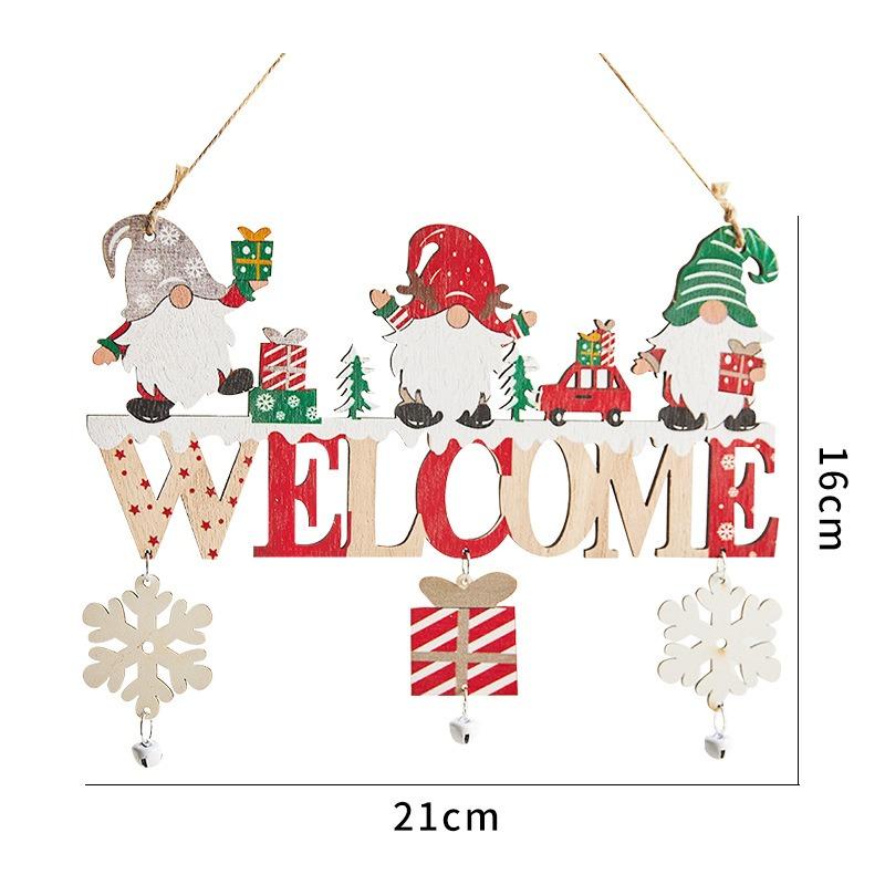 Gnome Santa Claus Wooden Hanging Ornament 2025 Merry Christmas Decoration for Home Door Xmas Tree Pendants Navidad New Year 2026