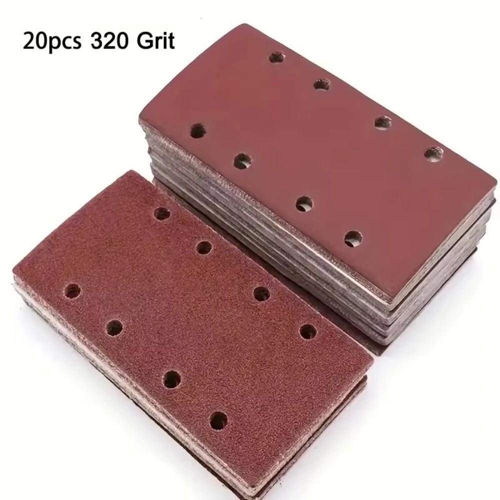 20pcs/set 185X93mm Flocked Sandpaper Sheets Assorted Grits 8-Hole Sandpaper  Wood Polish