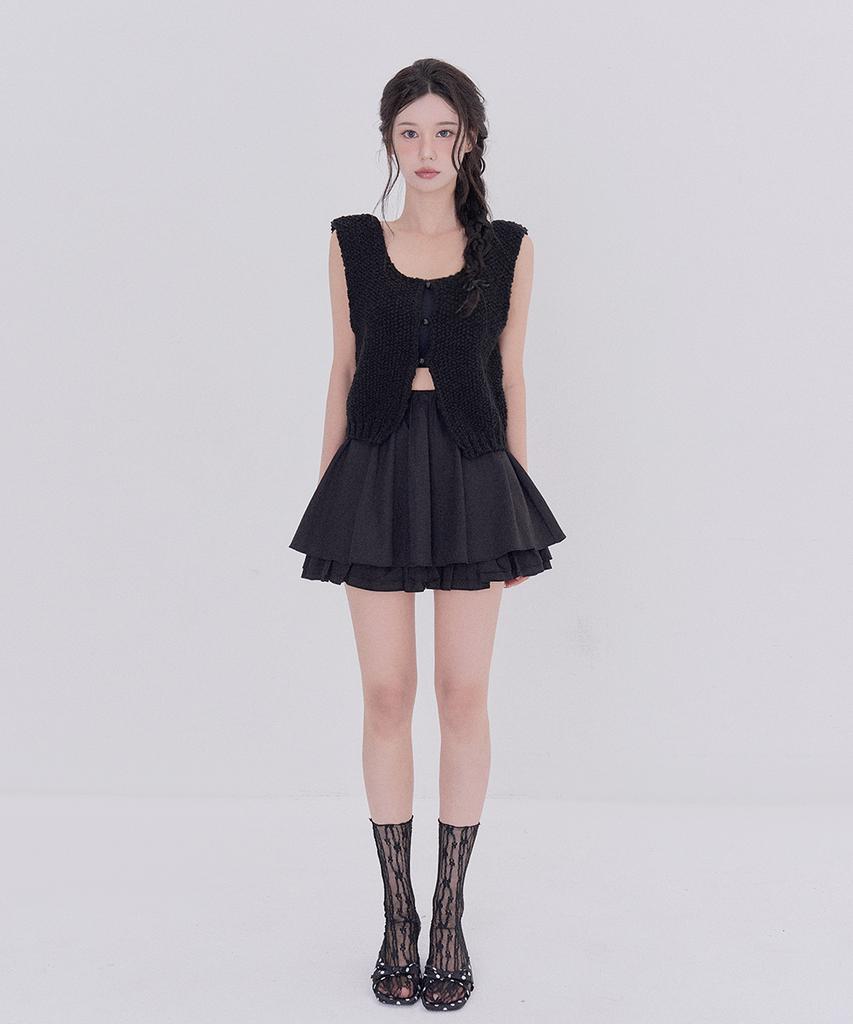 Tetemochi Crochet Knit Vest (Black)