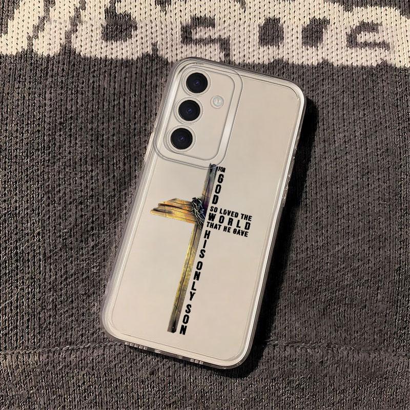 Simple Christian Cross Phone Cover Case for Samsung Galaxy S26 S21 S22 FE S20 Plus S24 Note 20 Ultra 10 S23 Ultra S25 Edge