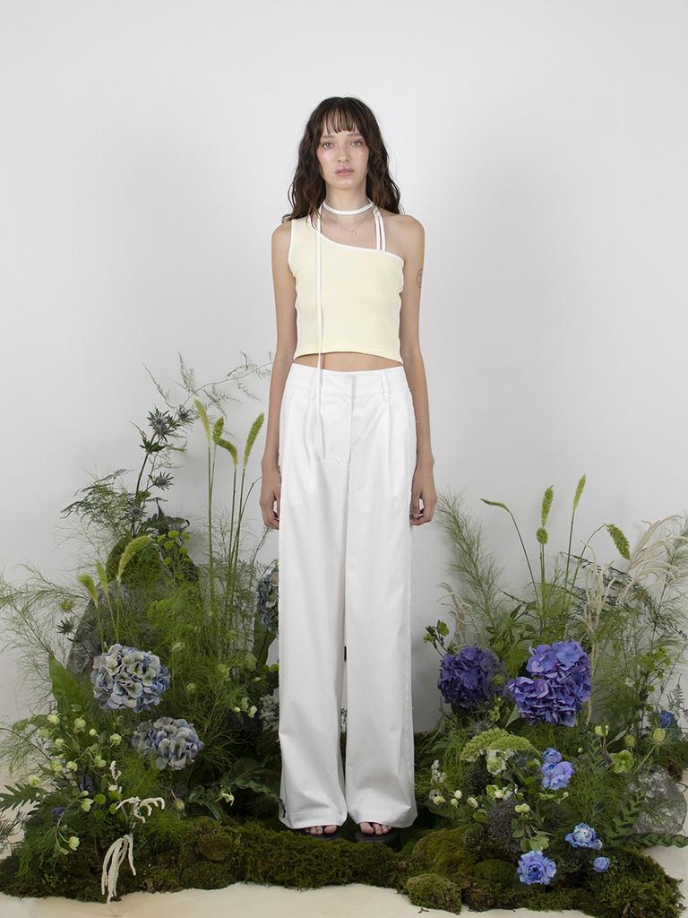 MEENDERI Track Unbalance Sleeveless Top - Lemon