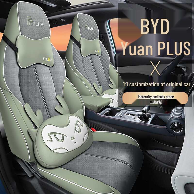 2024 BYD Yuan Plus Honor Model Cartoon Car Seat Cover, Full Surround, All-Season Cushion.
