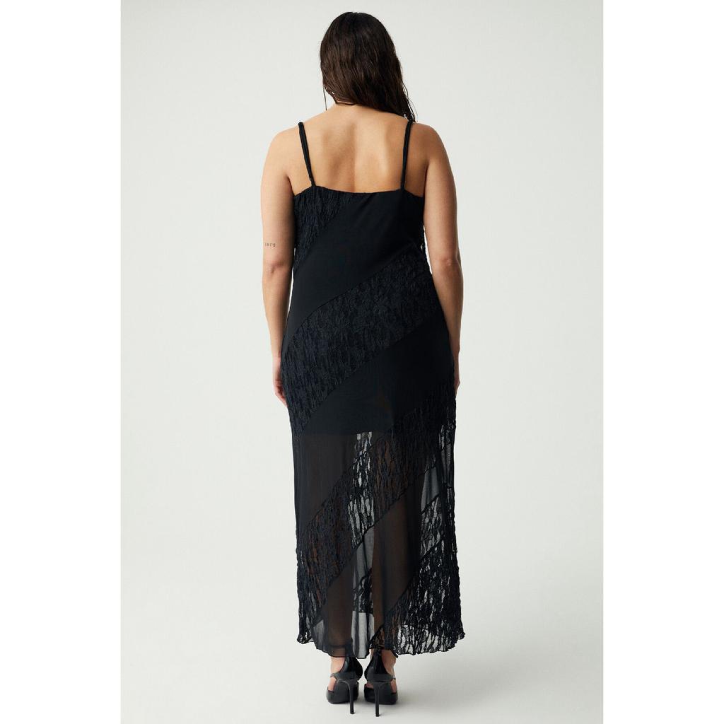 Larsbb Female Tulle And Lace Fabric Up To Half The Lining Adjustable Strap Black Large Size Dress