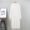 Autumn And Winter Knitted Dress For Women  V-Neck Tassel Solid Color Mid Length Skirt