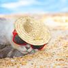 Verstellbarer Katzen-Sonnenhut, dekoratives Haustier-Accessoire mit Krawatte, Strohhut im Retro-Farmer-Stil für Katzen und Hunde