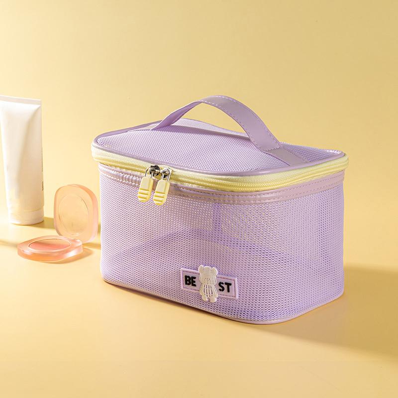 Women'S  Transparent Mesh Travel Cosmetic Bag Storage 1 Layer Toiletry Bag Large Capacity Make Up Organizer Bag
