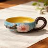 Japanese High-Temperature Ceramic Relief Peach Blossom Bowl, Handled Fruit, Salad & Snack Dish
