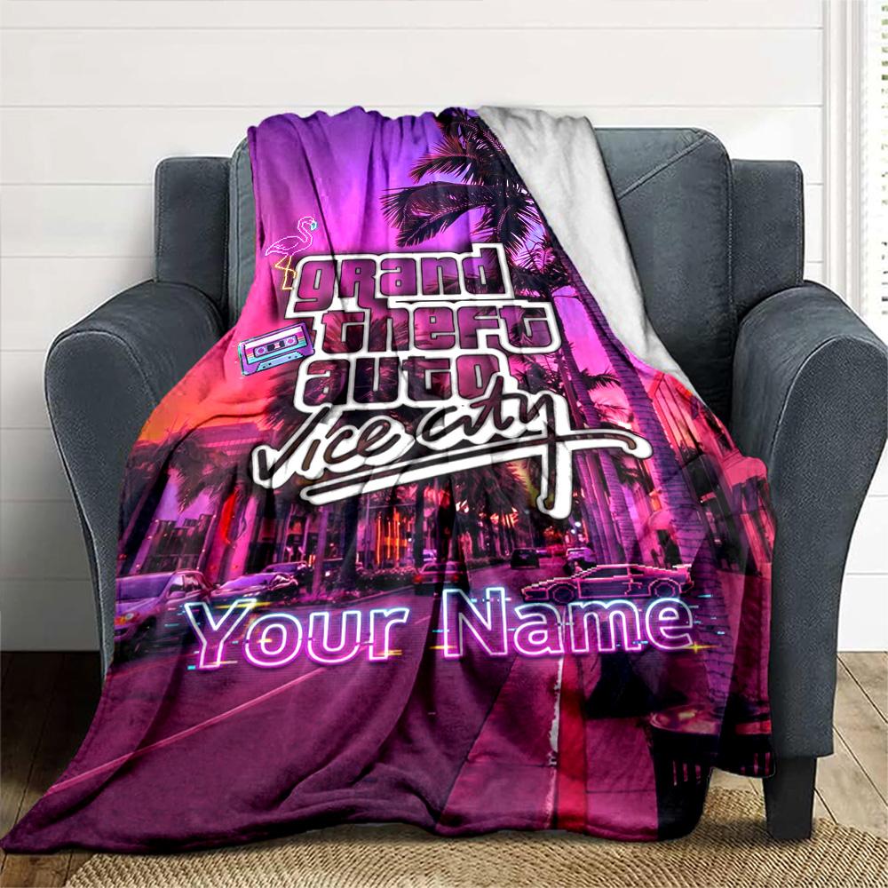 Grand Theft Auto Customize Text Blanket Lightweight Customizable Blanket Warmthful Decor Throw For Home Decor Office Chair Office Chair