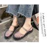 Gemstone Sparkling Jelly Mary Jane Shoes, Transparent Woven Hollow Flat Shoes, Waterproof and Non Slip, Cute Beach Pool Vacation Cooldown