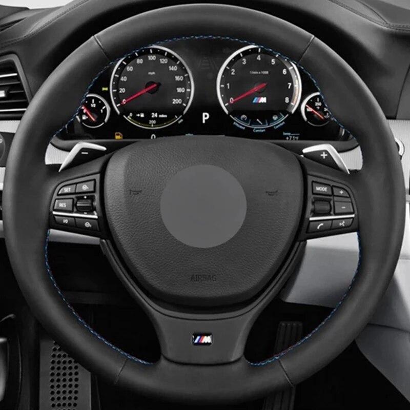 Black Suede Black Carbon Fiber Car Steering Wheel Cover For BMW 5 Series 520i 528i F10 F11 F07 2009-2017 M5 F10 2011-2013