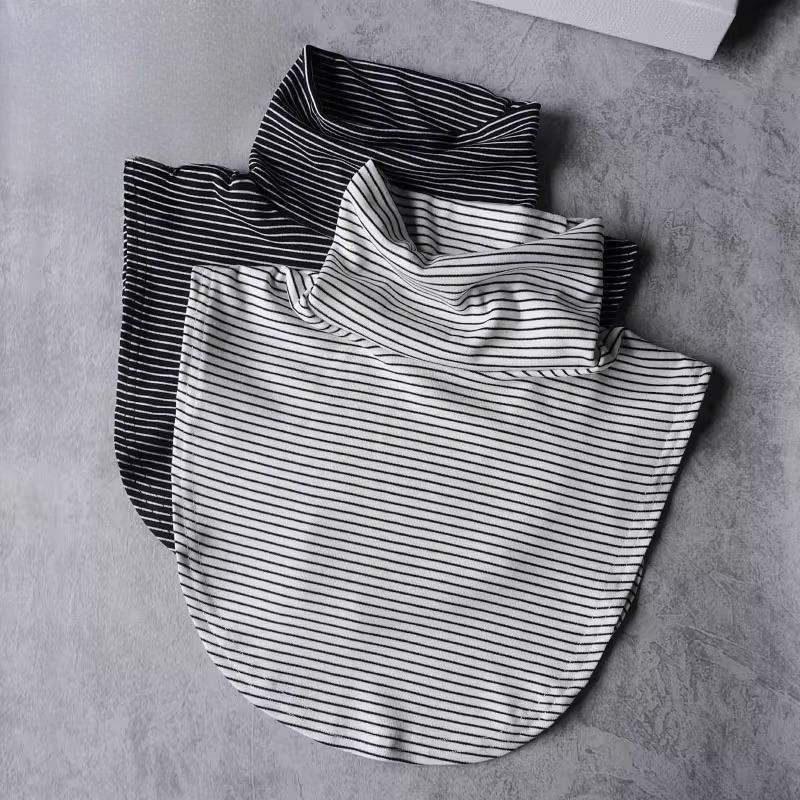 Women Striped Winter Warm Fake Collar High Round Neck Detachable Collar Woman White Shirt Neck Scarf False Collars