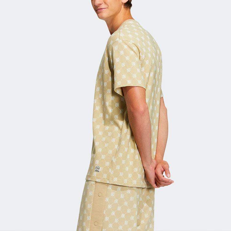 Adidas Neo Patterned Round Neck Casual T-Shirt Men Tops Prairie-Brown IA6412