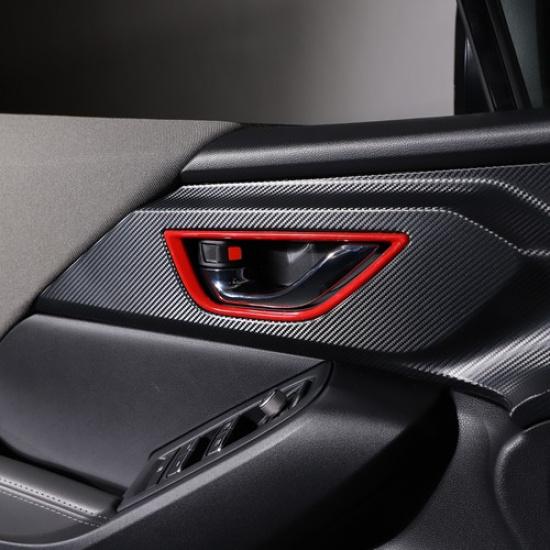 Red ABS Carbon Fiber Inner Car Door Handle Cover Trim for Subaru WRX -23