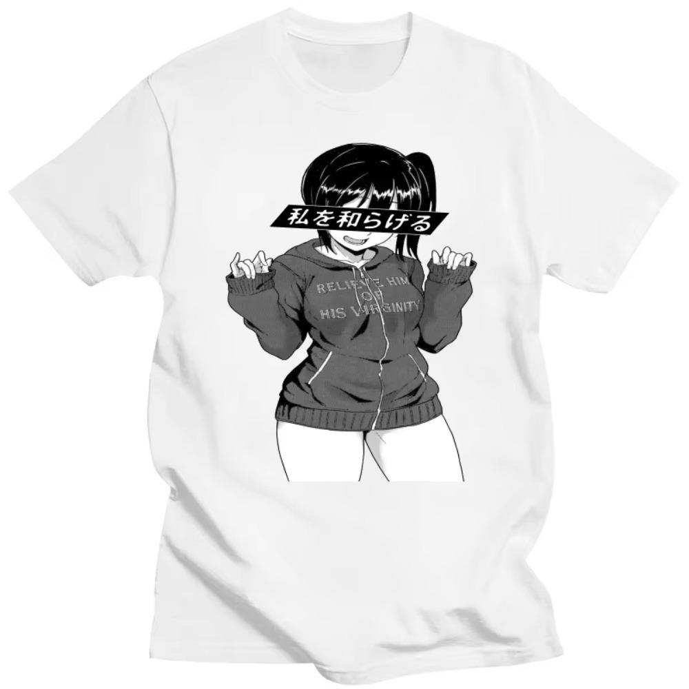 

Мужская Лоли Милая Сексуальная Футболка Грустная Японская Футболка Аниме Эстетика Футболки с Коротким Рукавом Хлопковая Футболка Уличная Одежда XXXXXL белый