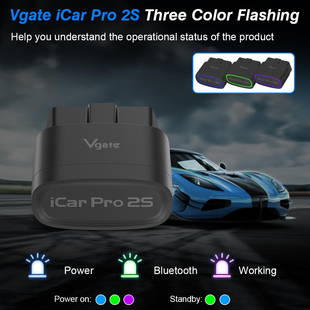 Vgate ICar Pro 2S ELM327 Bluetooth 5.3 V2.3 Car OBD Scanner Upgraded EV Auto Diagnostic Tool BimmerCode for IOS Android PC