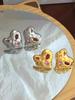 Korean Temperament Irregular Lava Heart Zirconia Stud Earrings For Women Fashion New Jewelry Gift Party Beach Vacation