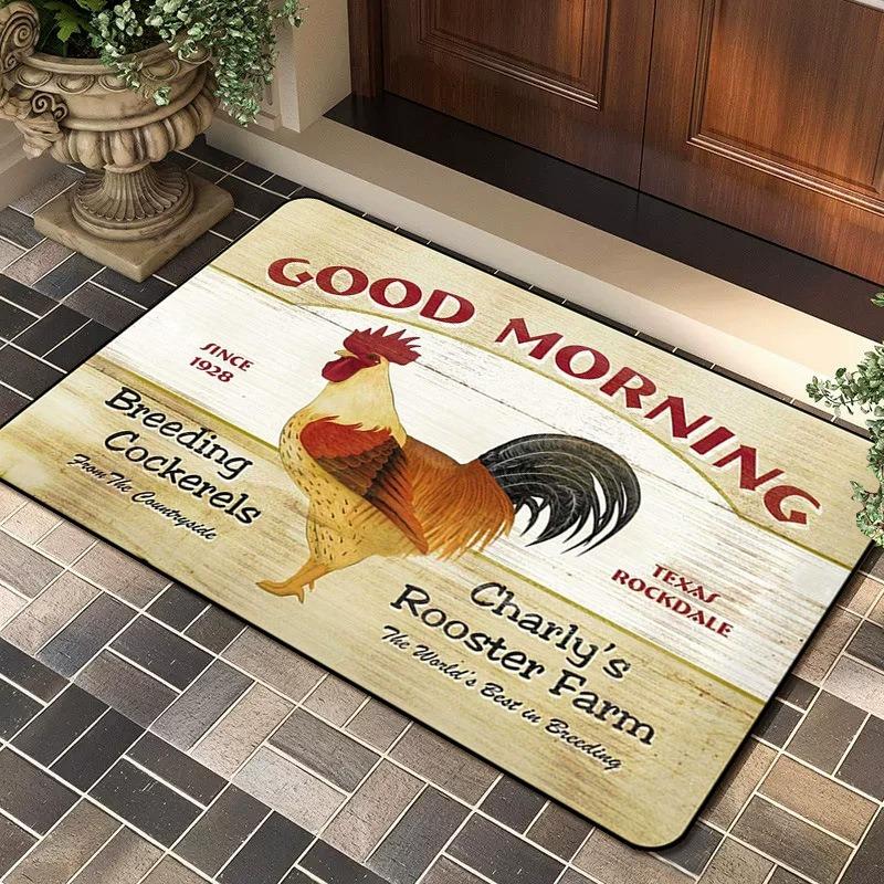 Farmhouse Rooster Patterned Area Rug Artistic Sunflower Print Carpet Soft Non Slip Floor Mat For Entryway Doorway Home Decor