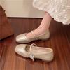 French Retro Square Head Shallow Mouth Single Shoes Women's 2025 New Spring Retro Splicing One-word Buckle Mary Jane with Skirt