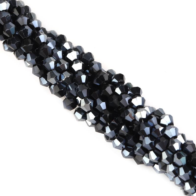 Apx 95pcs/Strand 4mm Shiny Crystal Beads Bicone Beads Faceted Glass Beads Loose Spacer Beads for Bracelet DIY Jewelry Making